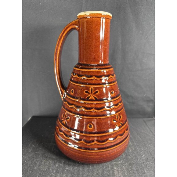 Vtg Marcrest Daisy & Dot Brown Stoneware Carafe Pitcher Jug 10" Oven Proof USA - Picture 2 of 8